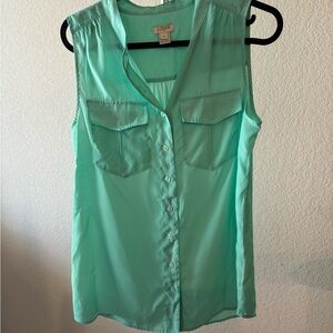 Sleeveless Button-Up Shirt